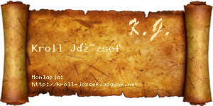Kroll József névjegykártya